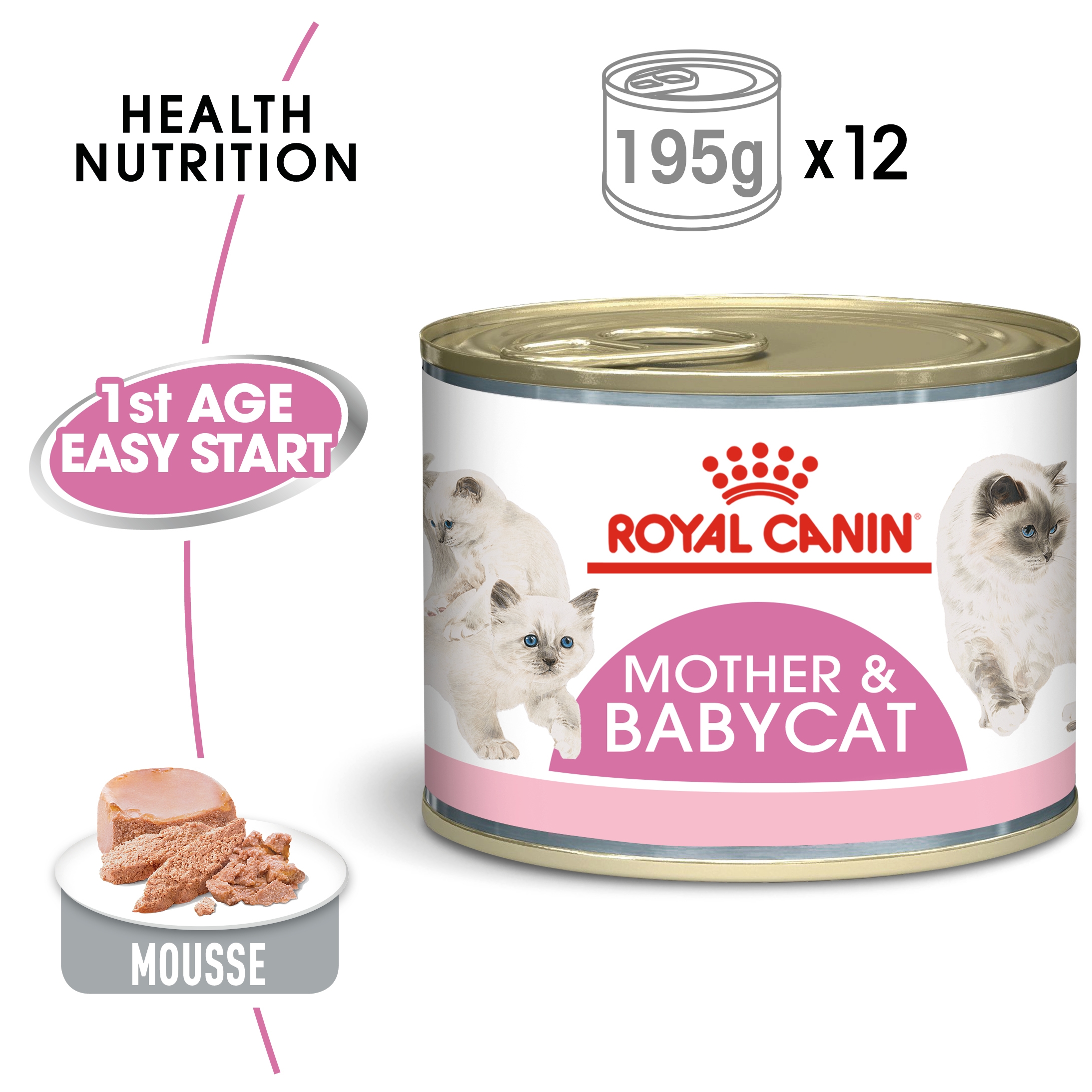 Feline Health Nutrition Mother & Babycat Mousse (Wet Food - Cans) 12 x 195 g_thumbnail_0