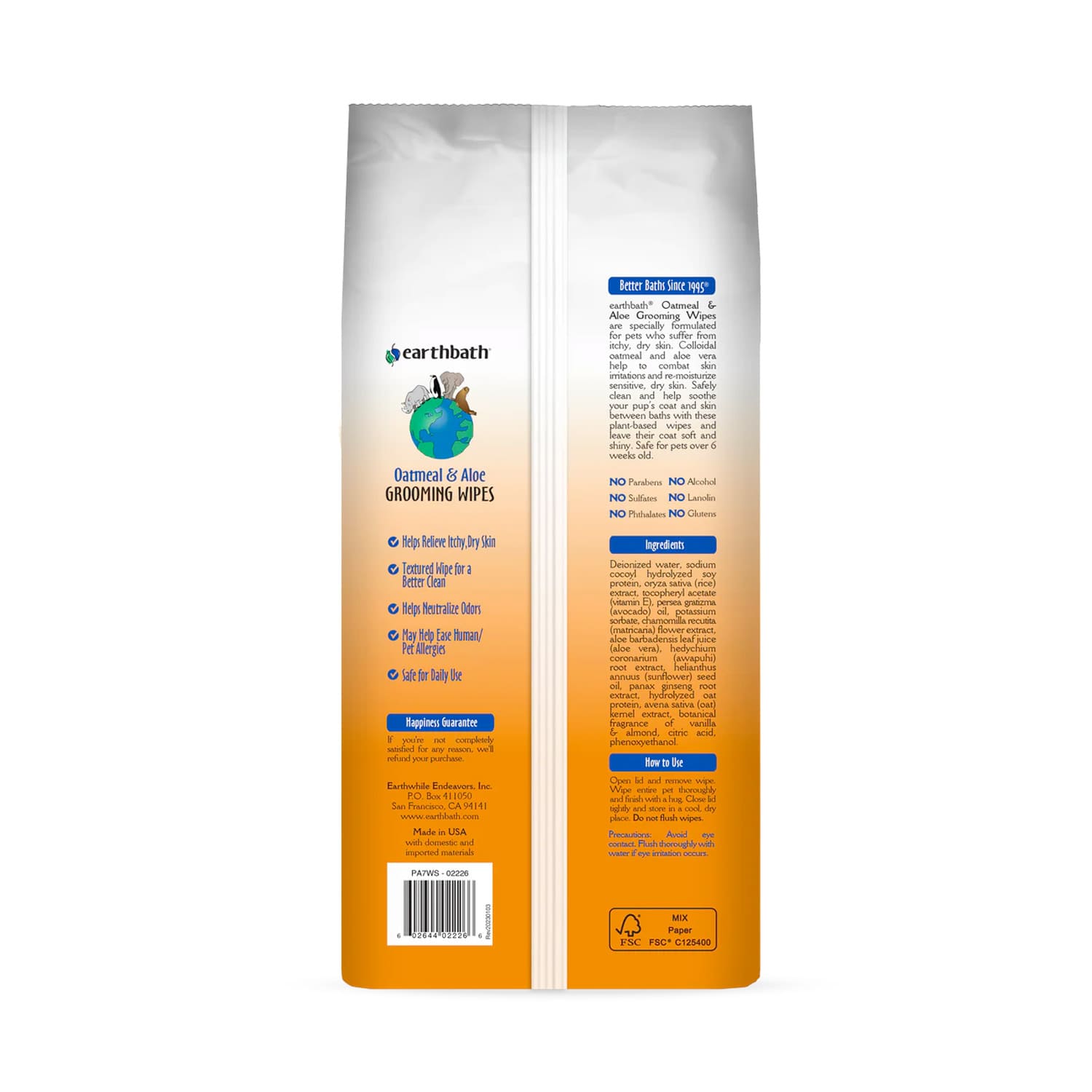 Earthbath Grooming Wipes - Oatmeal & Aloe 100 ct_thumbnail_0