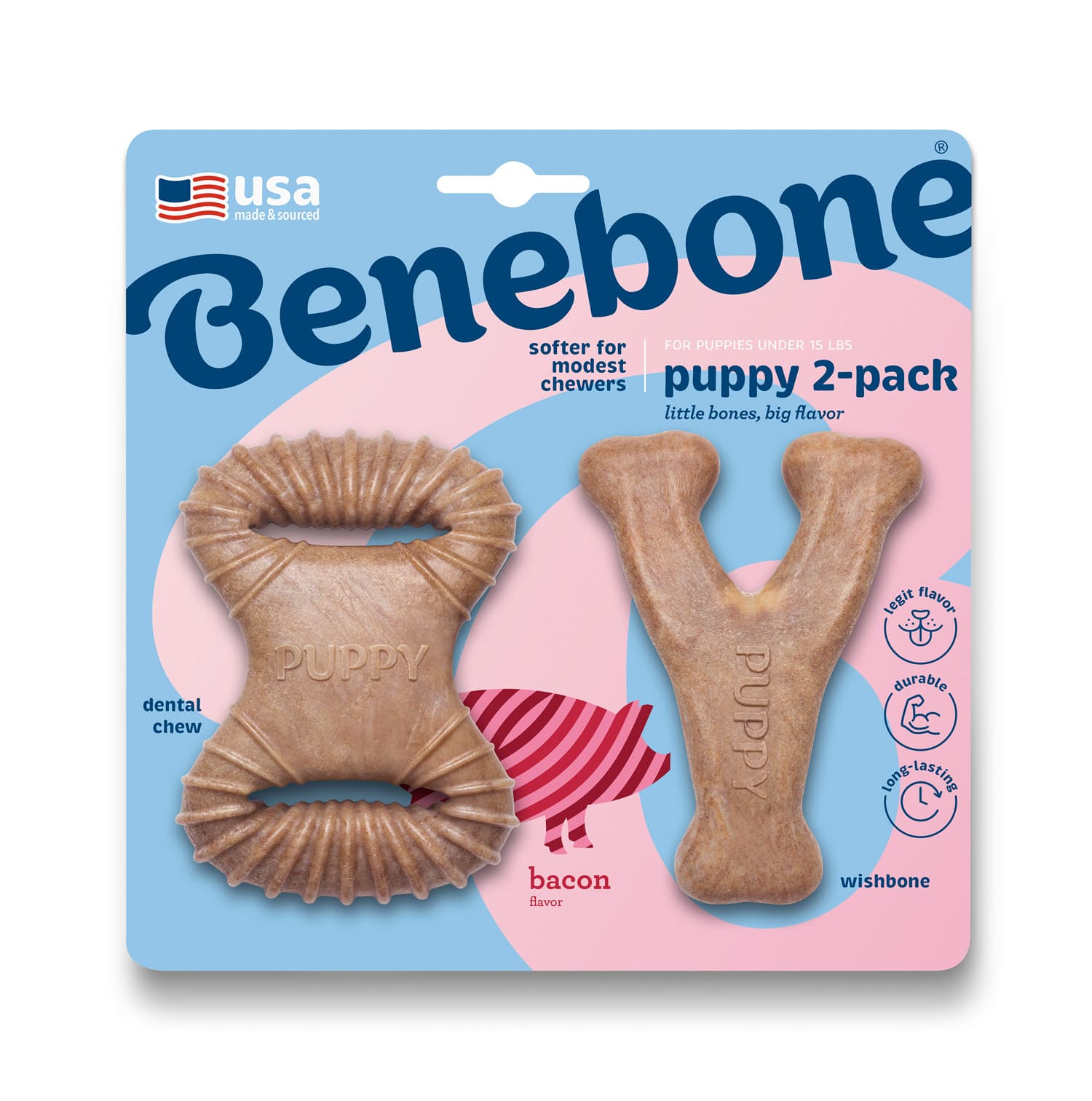 Benebone Puppy 2-Pack Dental Chew/Wishbone (Tiny) - Bacon_thumbnail_0
