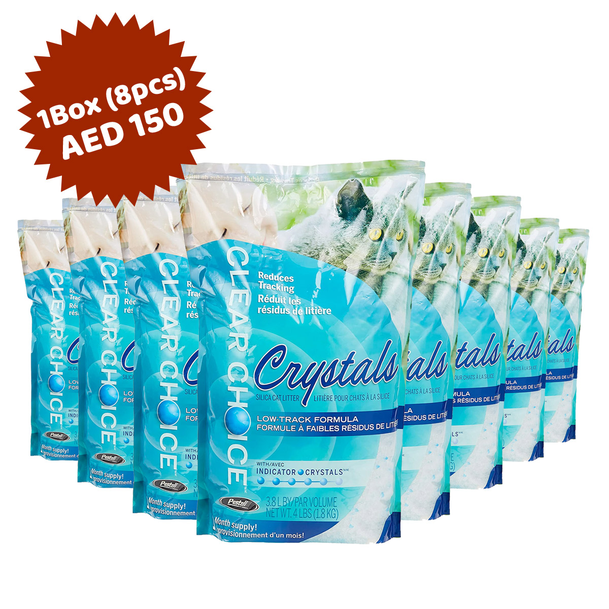 Clear Choice Silica Crystal Cat LItter 3.8L (1.8kg) - 1 Box(8pcs)