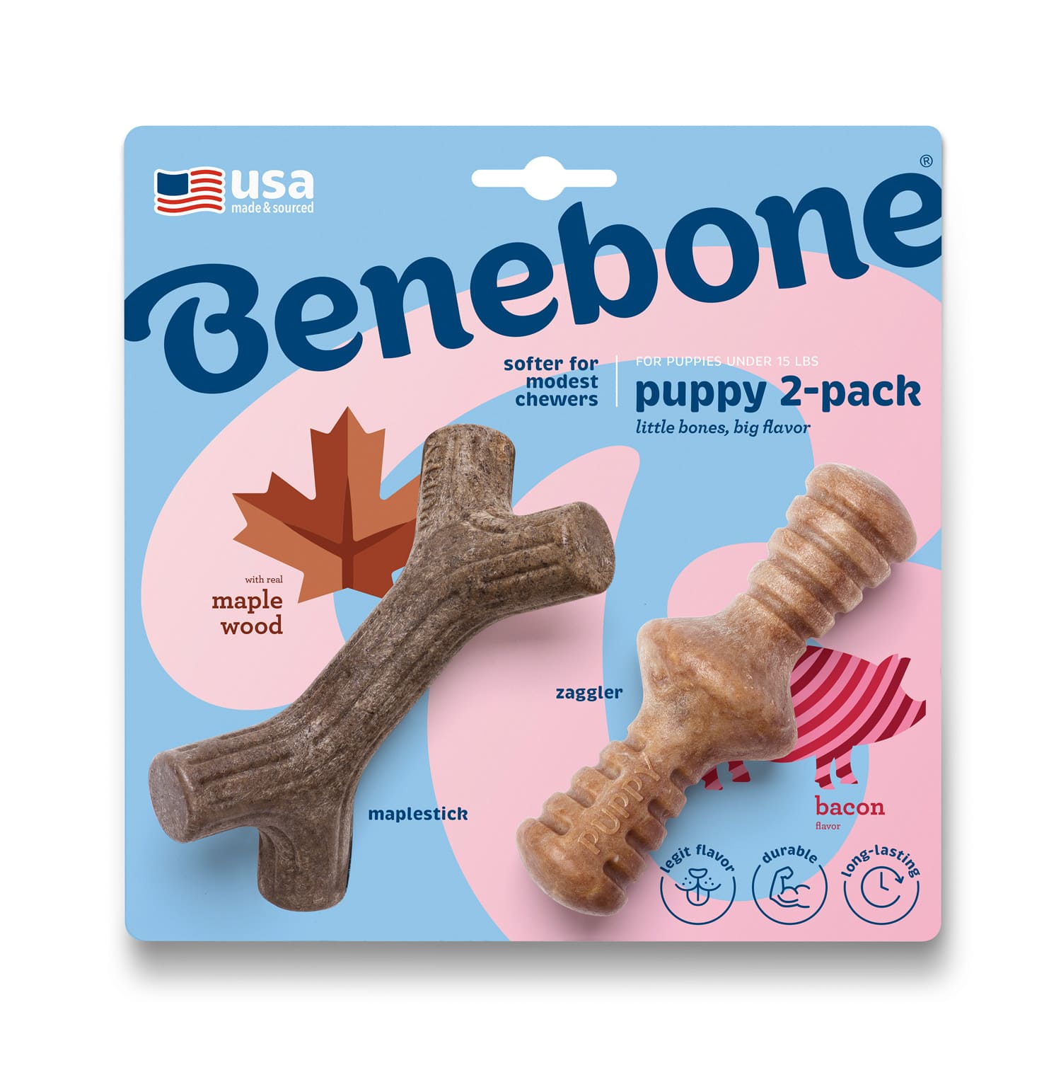 Benebone Puppy 2-Pack Maplestick/Zaggler (Tiny) - Bacon_thumbnail_0