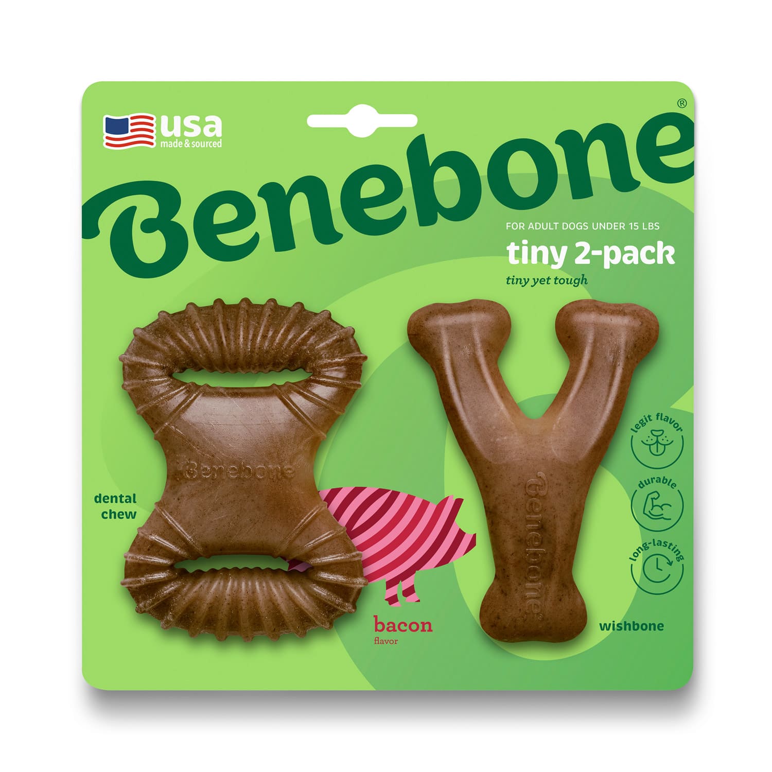 Benebone 2-Pack Dental Chew, Wishbone(Tiny) - Bacon_thumbnail_0